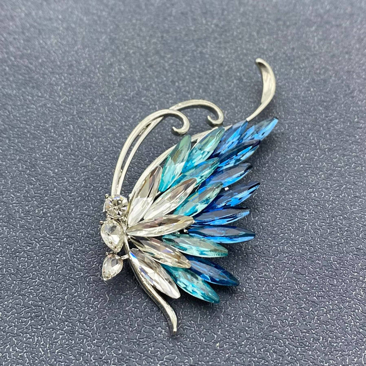 Sparkling Colored Rhinestone Butterfly Brooch