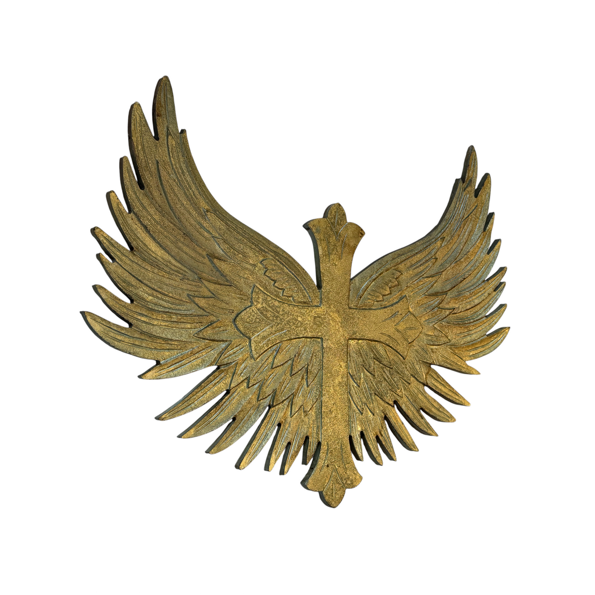 Gariel Angel Wings Wall Cross, Antique Gold