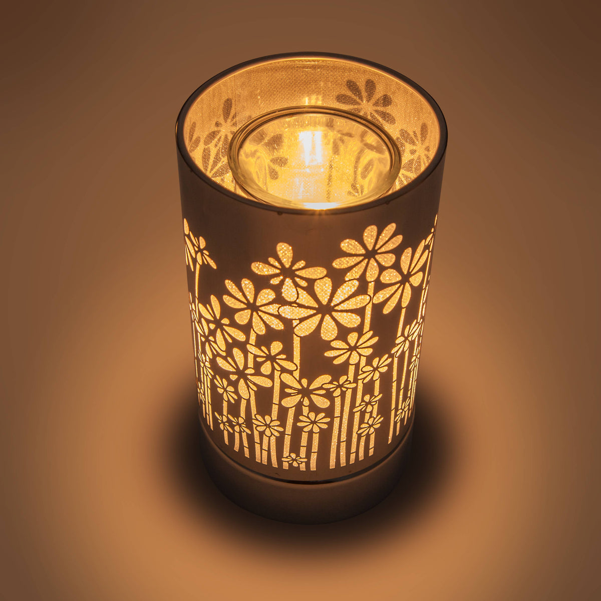 7" Touch Lamp - Wax Warmer- Oil Burner - Silver Garden