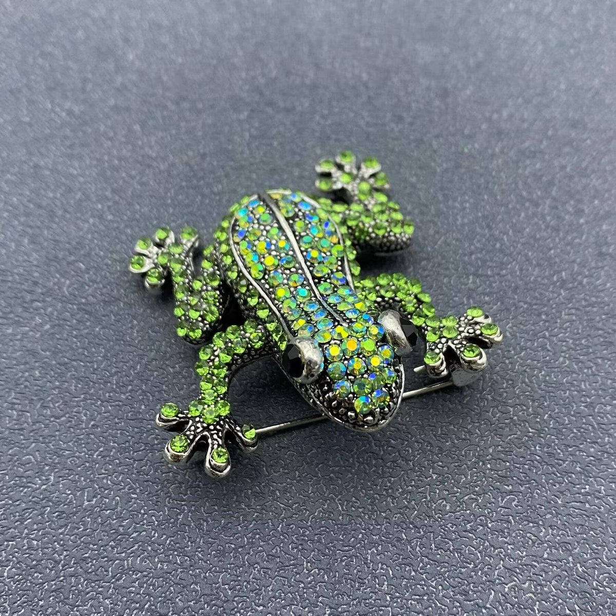 Rhinestone Frog Brooch