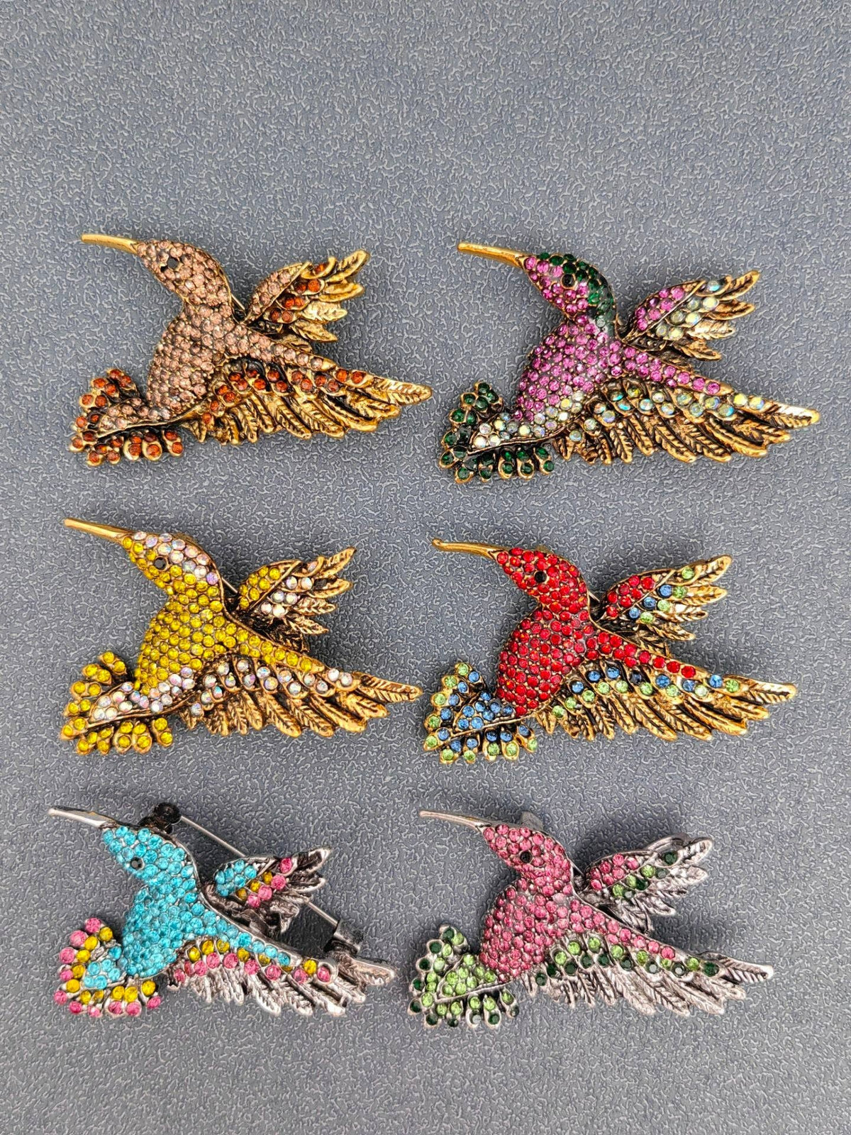 Multi-color Rhinestone Hummingbird Brooch