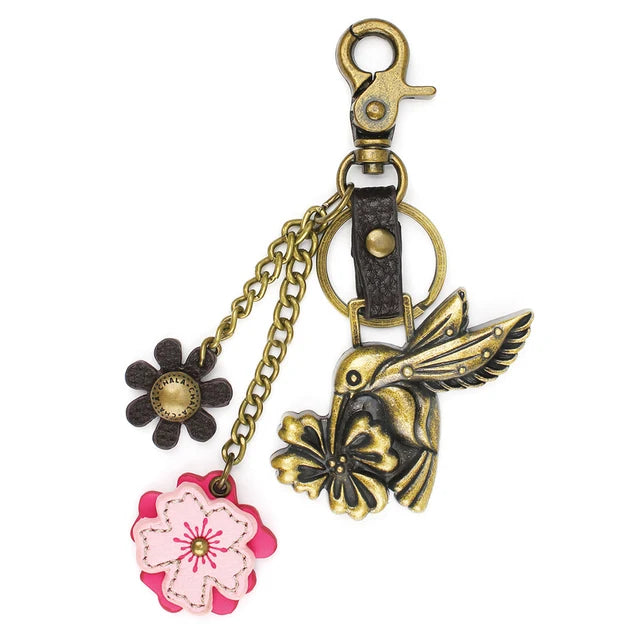 CHALA Metal Charming Keychain - Hummingbird and Flower