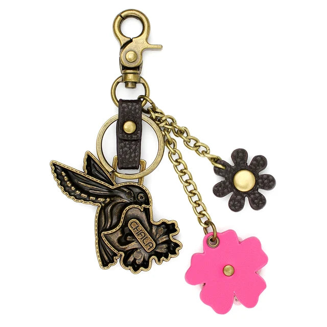 CHALA Metal Charming Keychain - Hummingbird and Flower