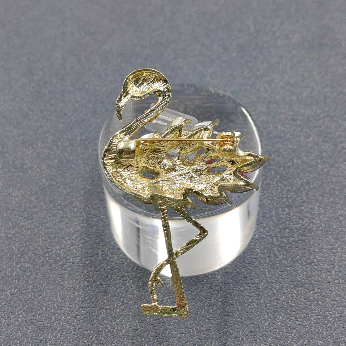 Sparkling Glass & Rhinestone Flamingo Brooch