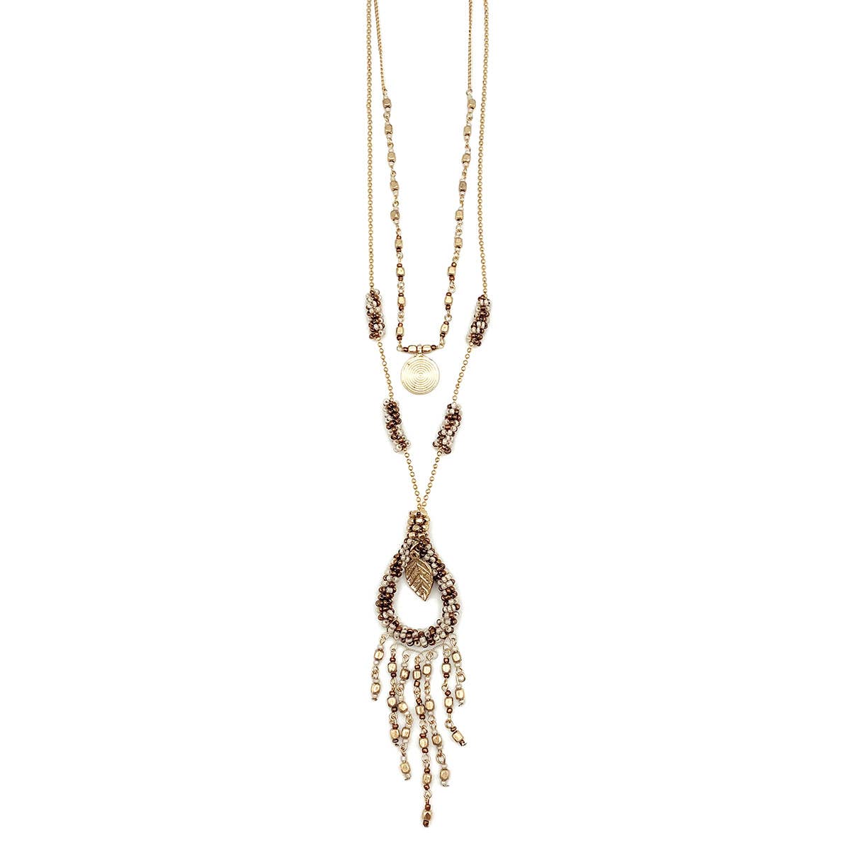 Sachi Coffee & Cream Collection Necklace - Beaded Teardrop