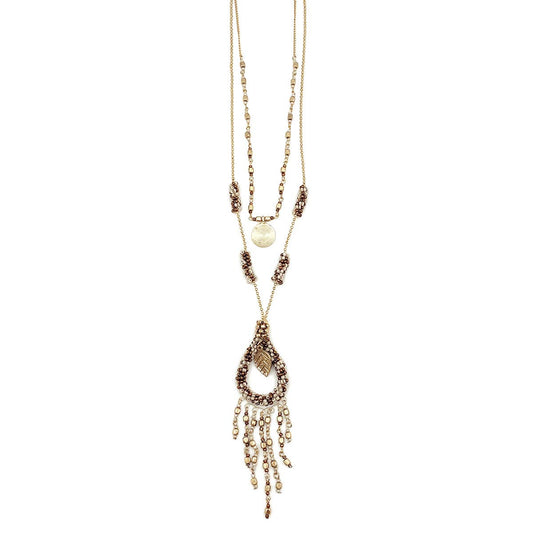 Sachi Coffee & Cream Collection Necklace - Beaded Teardrop