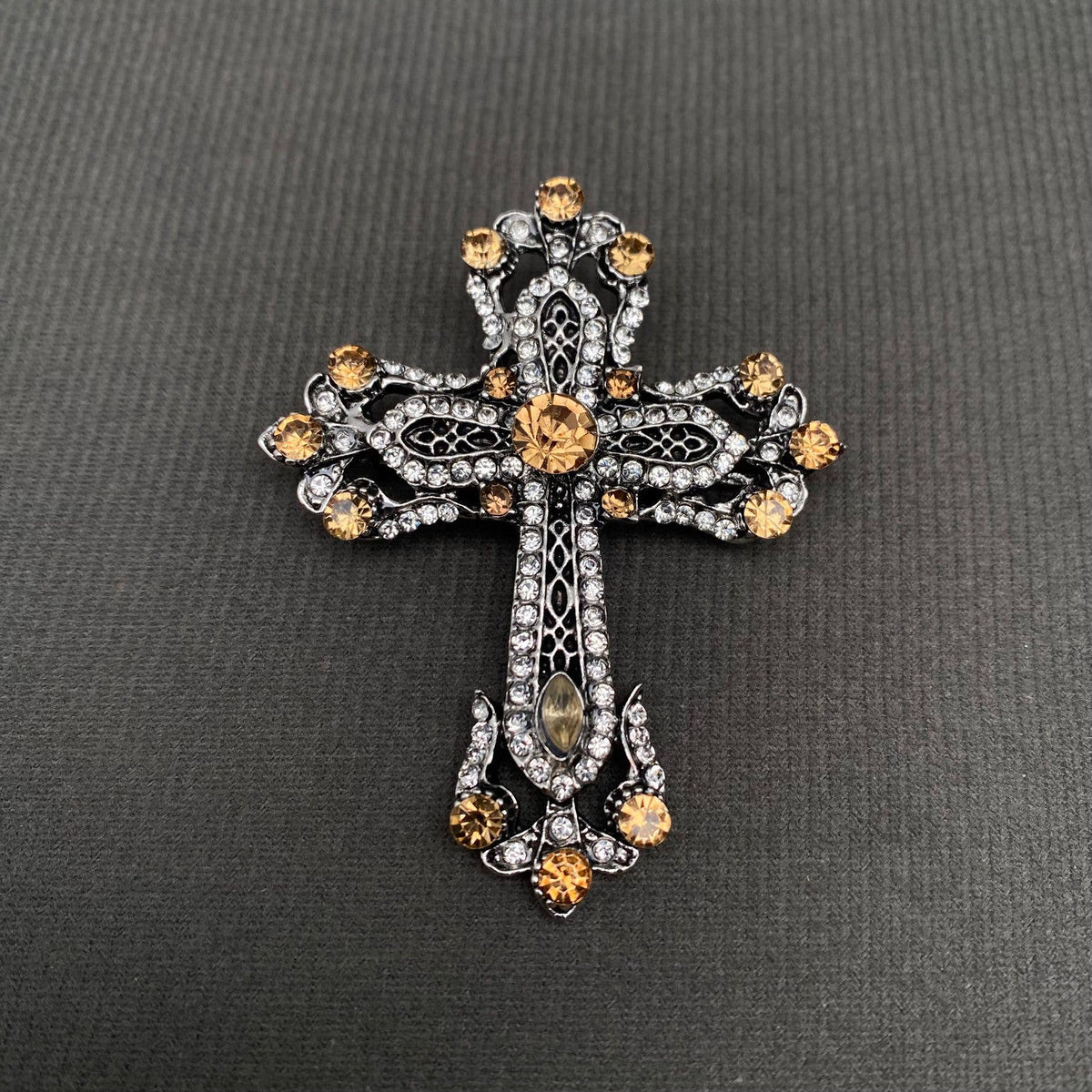Rhinestone Cross Brooch