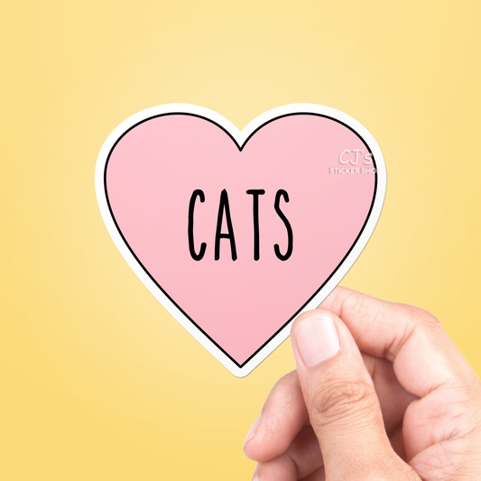I Love Cats Heart Sticker Vinyl Decal