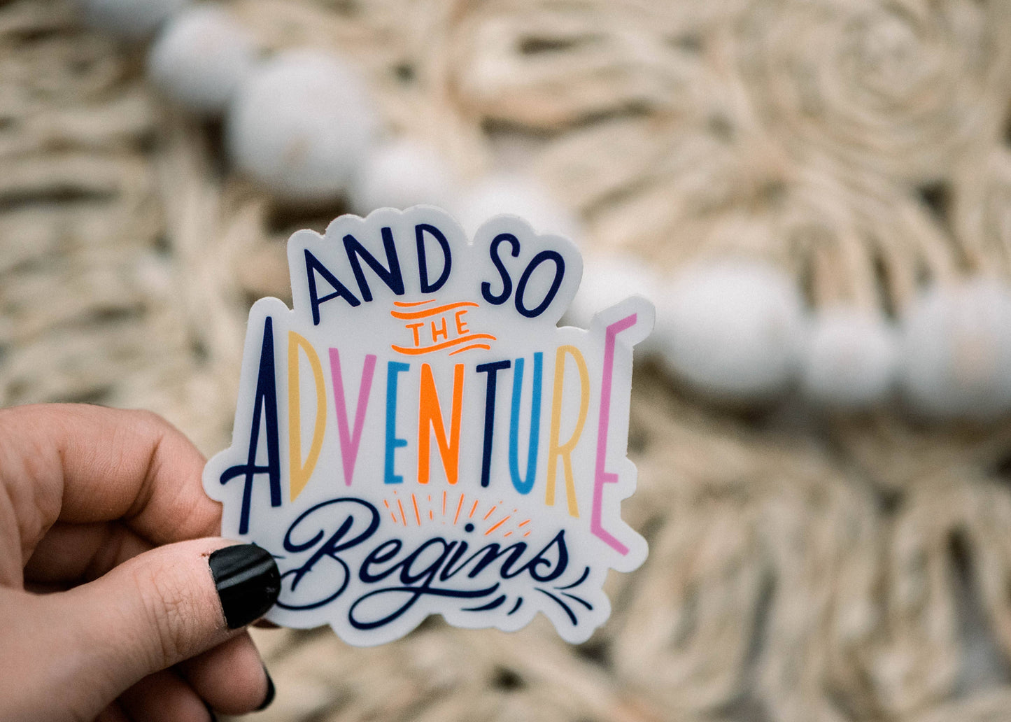 Adventure Awaits Colorful Vinyl Sticker, 3x3 in