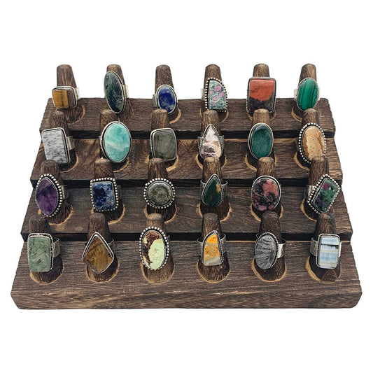 Kashi Semiprecious Stone 24 Large Rings Prepack (w Display)