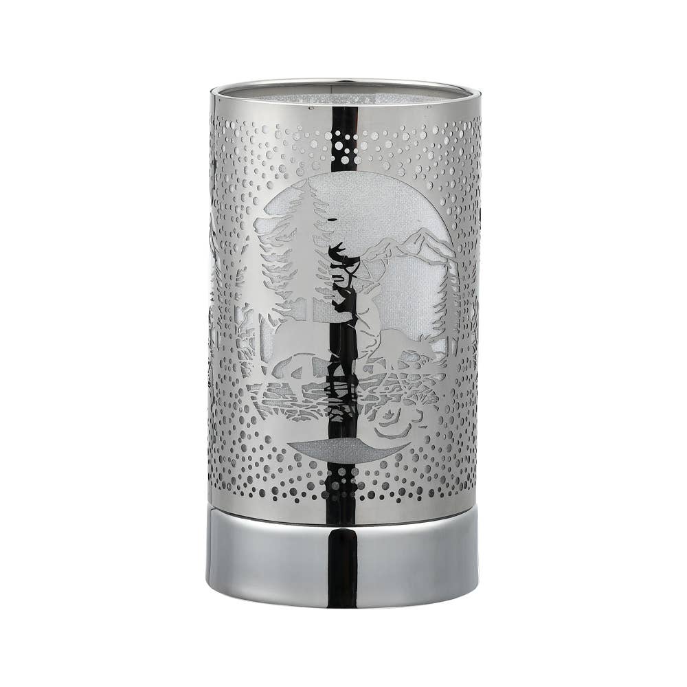 7" Touch lamp/Oil burner/Wax warmer- Silver Deer Couple
