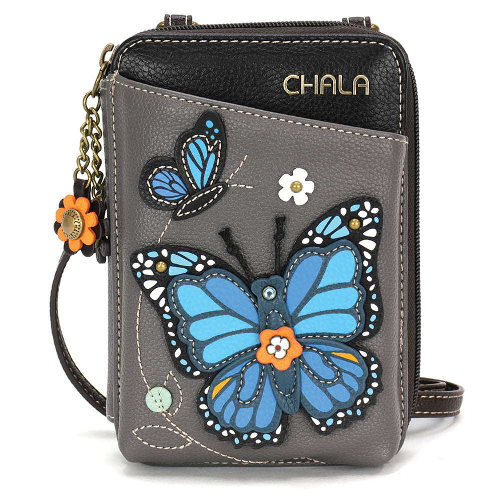 CHALA Crossbody Cellphone Case Wallet - Blue Butterfly