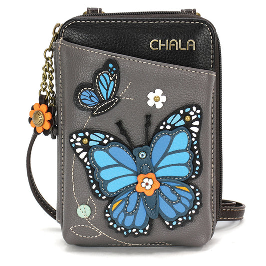 CHALA Crossbody Cellphone Case Wallet - Blue Butterfly