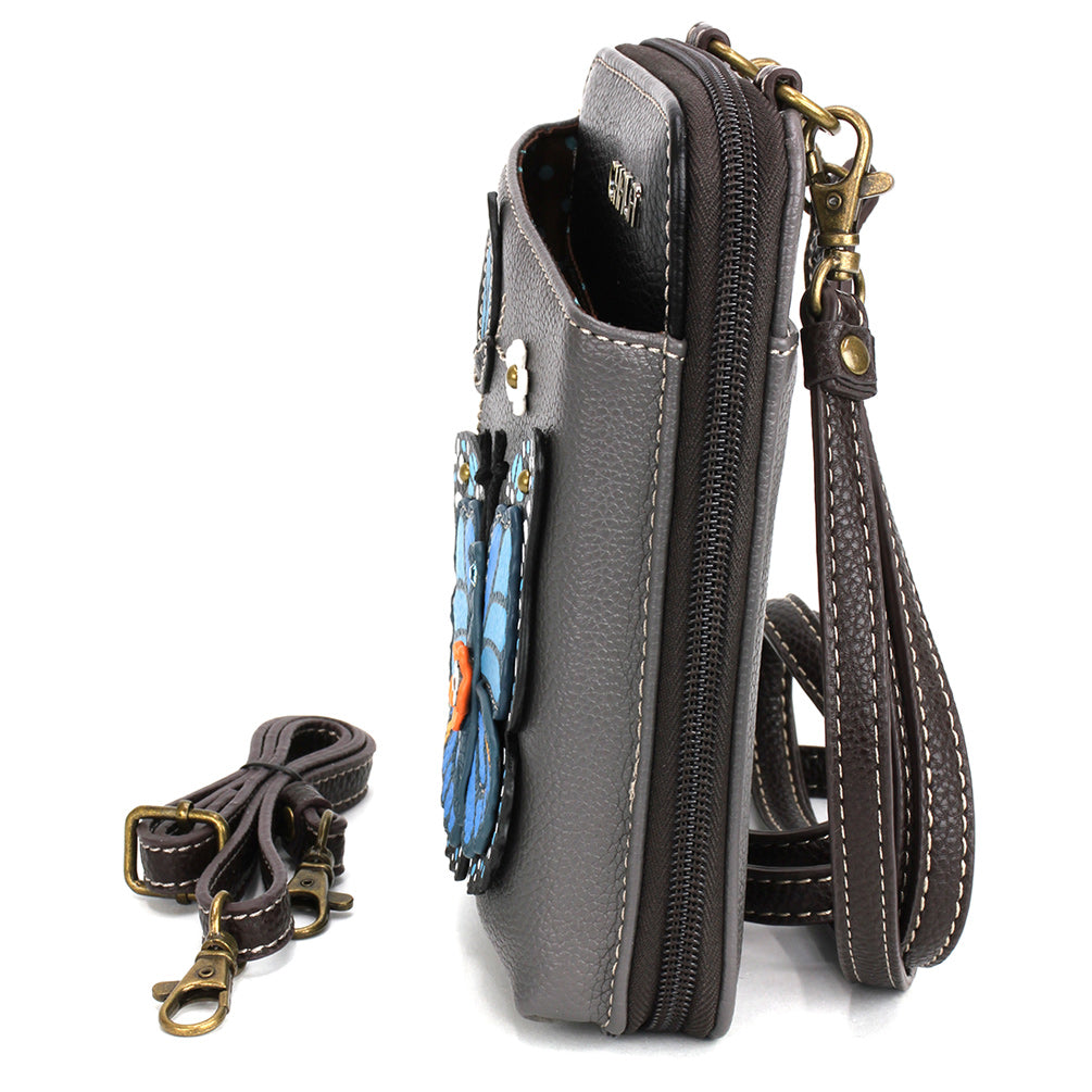 CHALA Crossbody Cellphone Case Wallet - Blue Butterfly