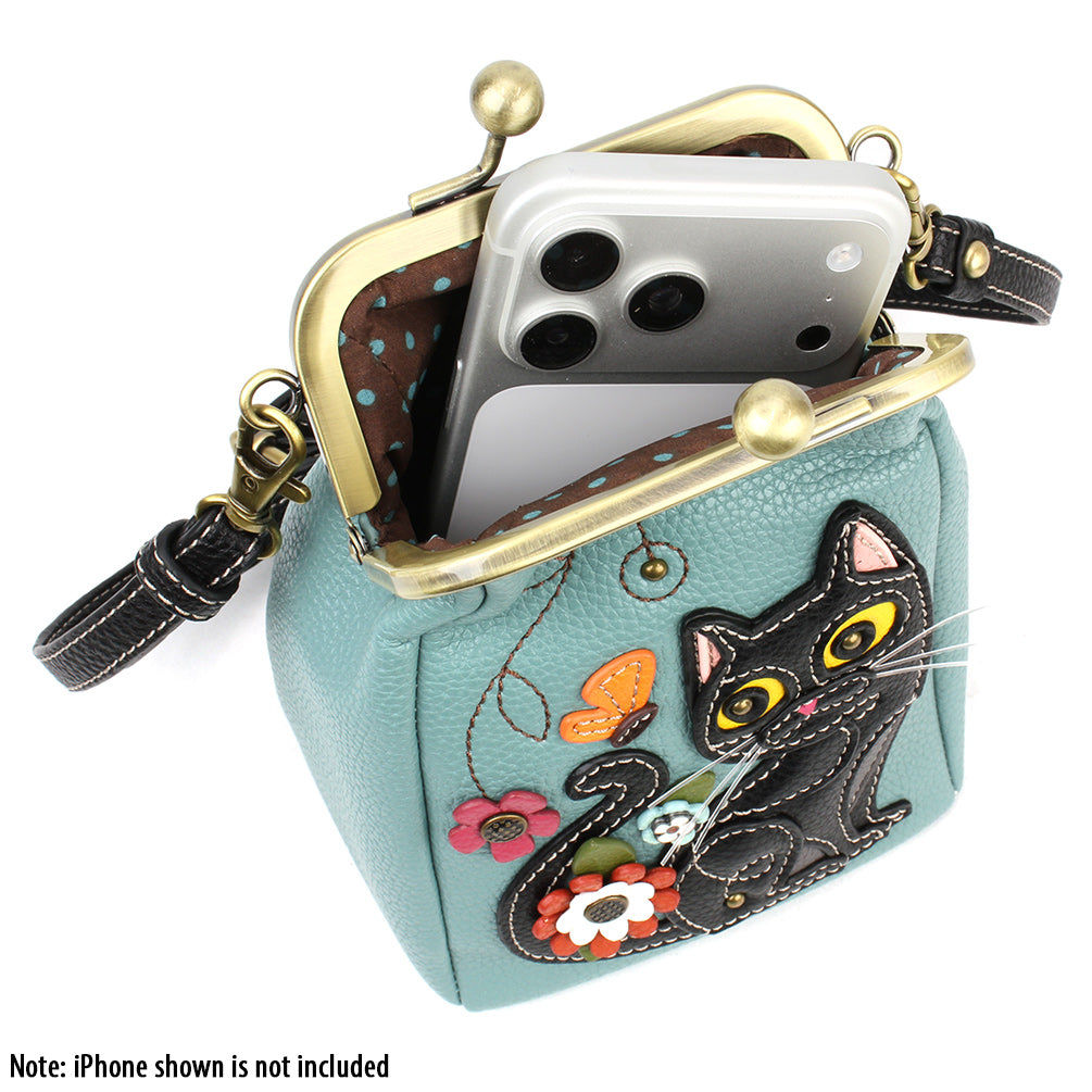 CHALA - Kisslock Cellphone Crossbody - Black Cat