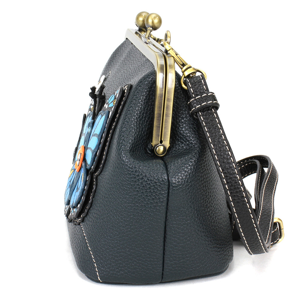 CHALA - Kisslock Crossbody Purse - Blue Butterfly