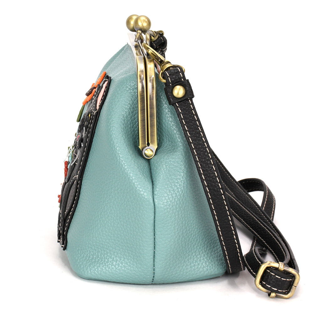 CHALA - Kisslock Crossbody Purse - Black Cat