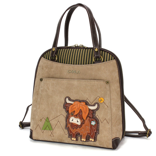 CHALA Convertible Backpack Purse - Highland Cow