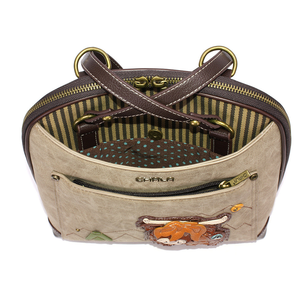 CHALA Convertible Backpack Purse - Highland Cow
