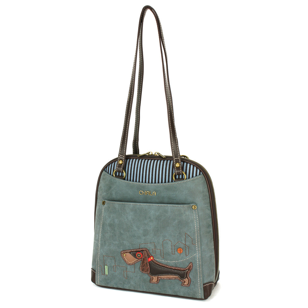 CHALA Convertible Backpack Purse - Wiener Dog