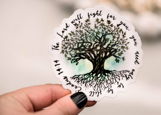 The Lord Will Fight For You Christian Vinyl Sticker, 3x3 in