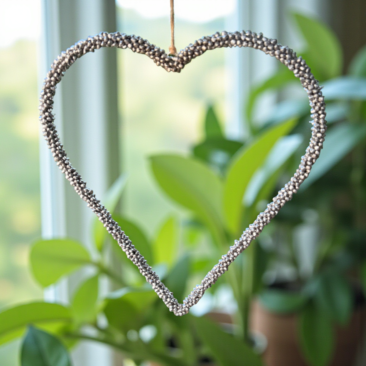 Hanging Jingle Bell Nickel-Plated Heart Wreath-Garden Bell