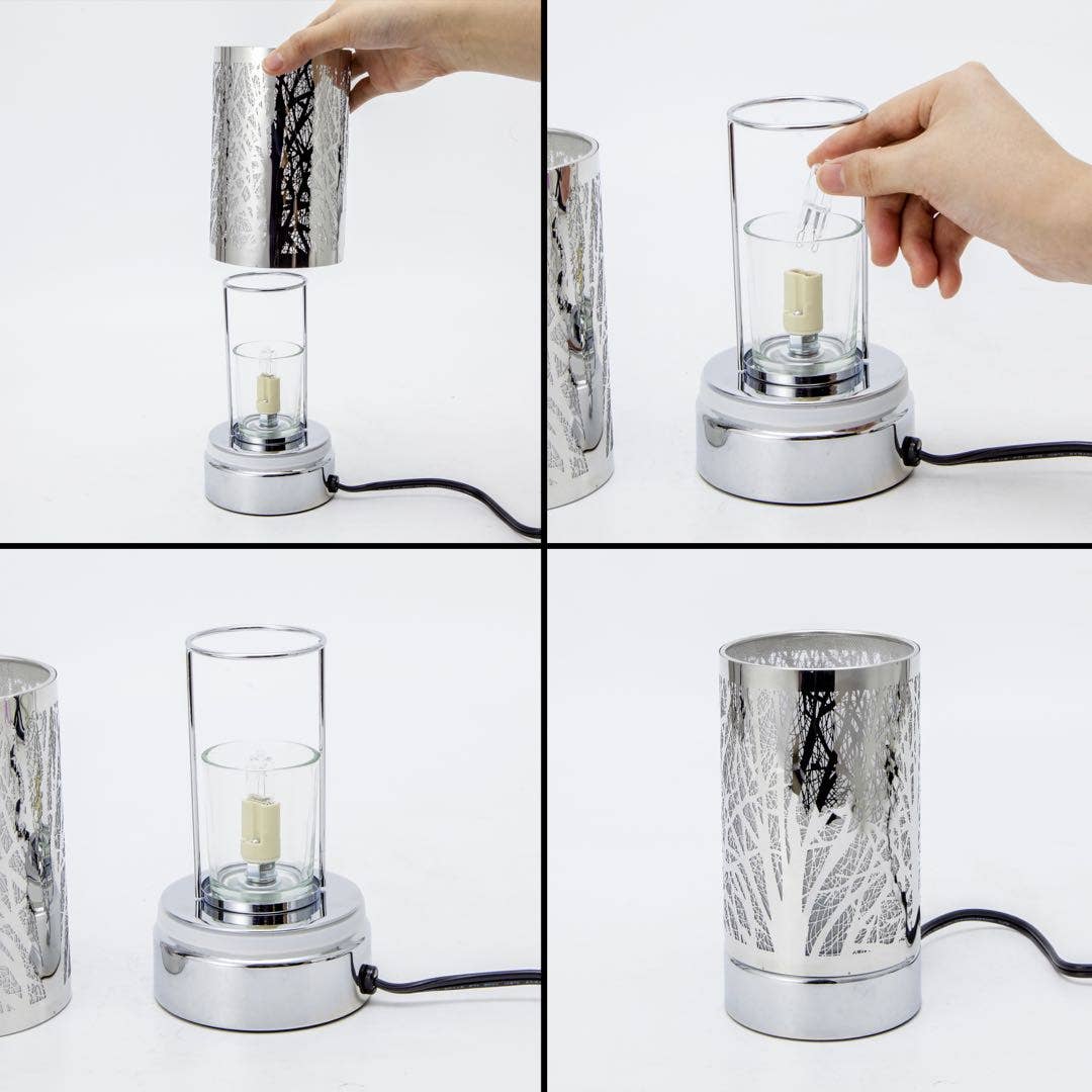 7" Touch lamp/Oil burner/Wax warmer- Silver Deer Couple