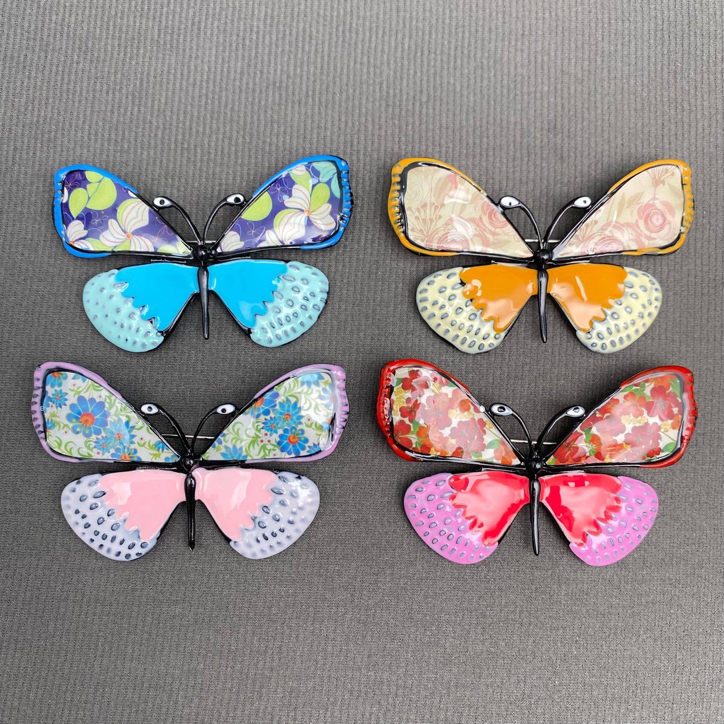 Colored Enamel Butterfly Brooch