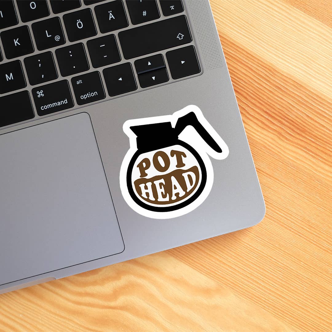 Coffee Pot Head Sticker Vinyl Decal