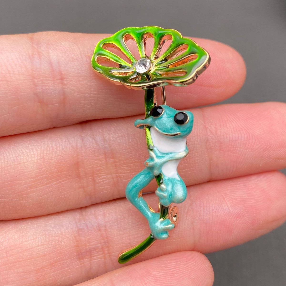 Enamel Frog Brooch