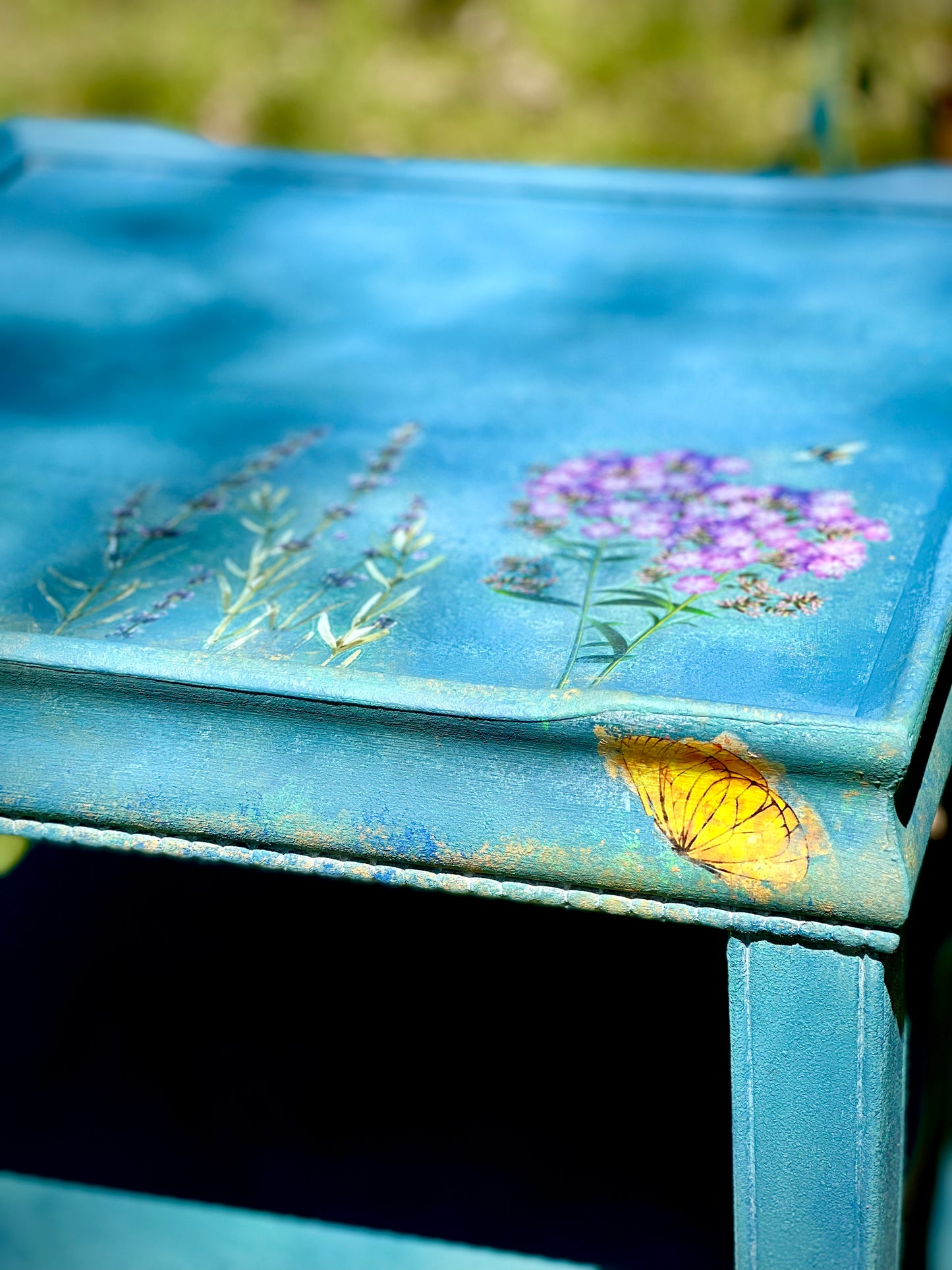 Whimsical Table painted with Annie Sloan Giverny and sealed with clear Annie Sloan Wax