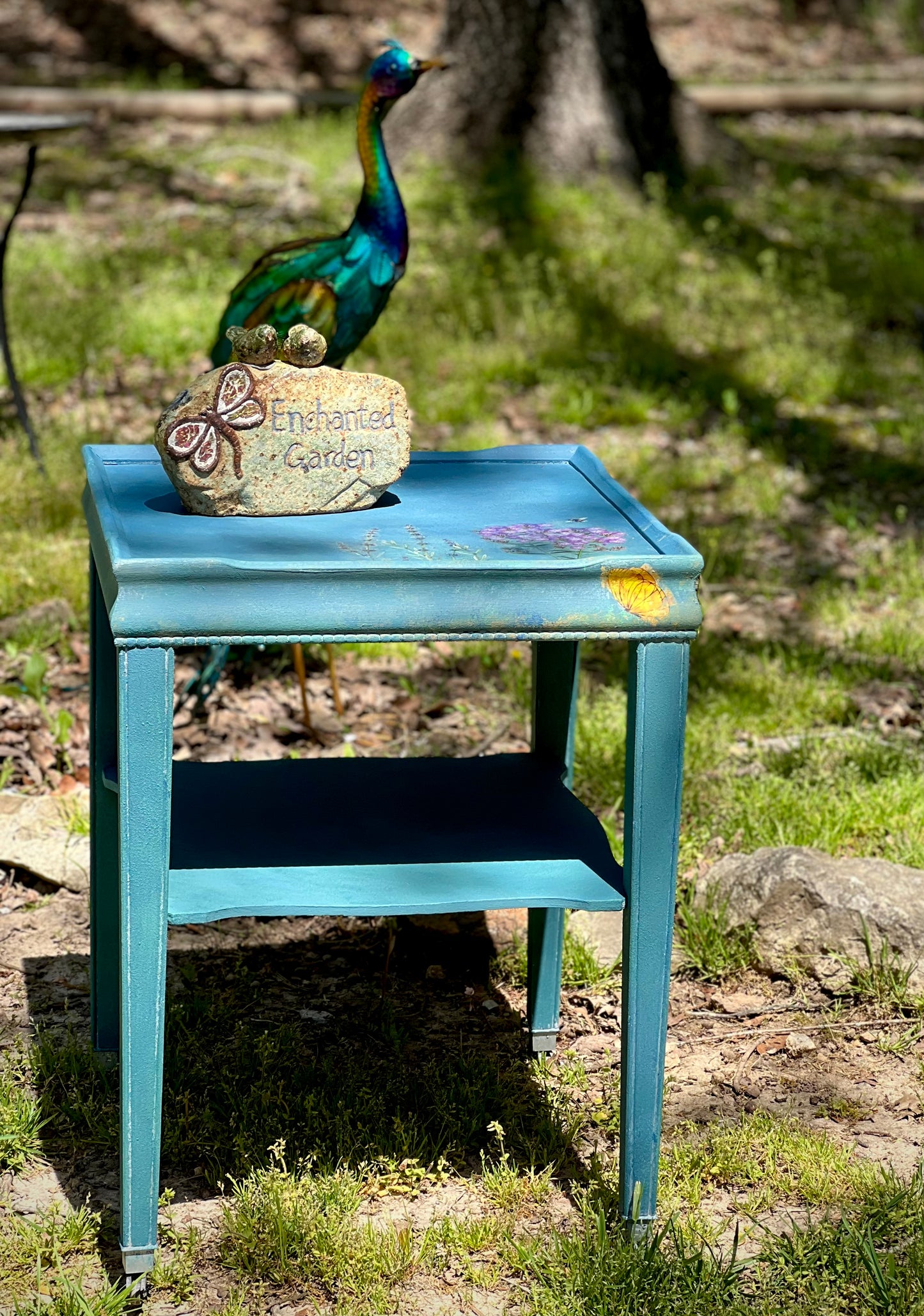 Whimsical Table painted with Annie Sloan Giverny and sealed with clear Annie Sloan Wax