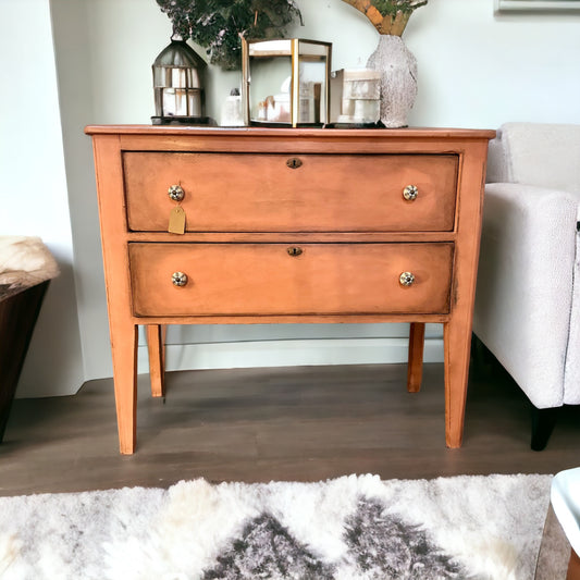 Stunning dresser buffet hand painted with Annie Sloan Scandinavian Pink and waxes with both clear and dark waxes. 