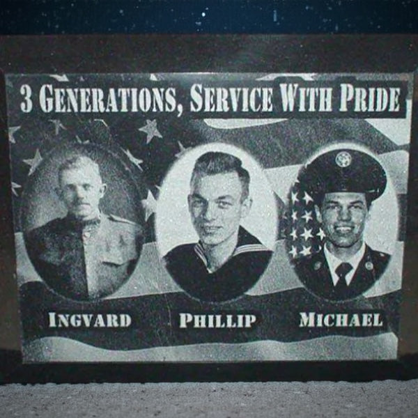 Veterans Photo Plaque in Solid Black Marble