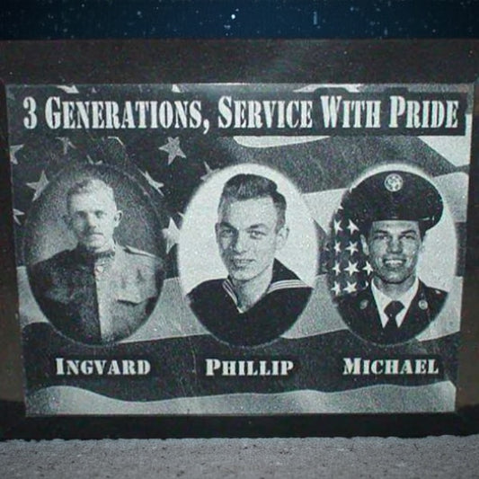 Veterans Photo Plaque in Solid Black Marble