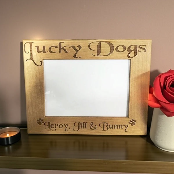 Engraved Wooden Dog Picture Frame