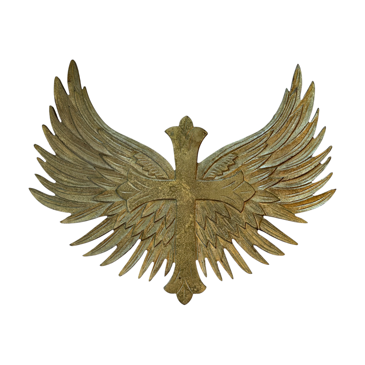 Gariel Angel Wings Wall Cross, Antique Gold