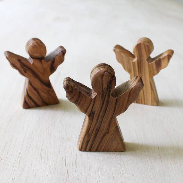 Olive Wood Standing Angels