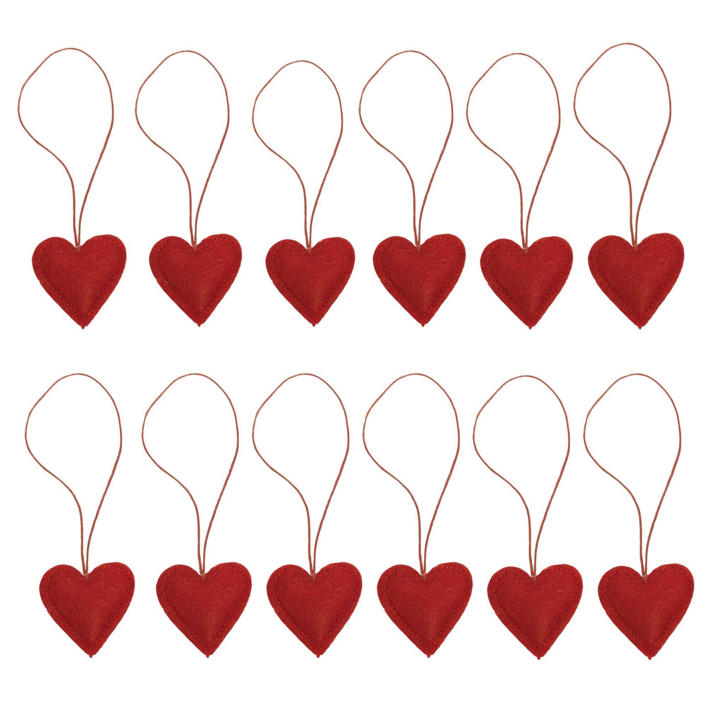 12/Set, Fabric Heart Ornaments