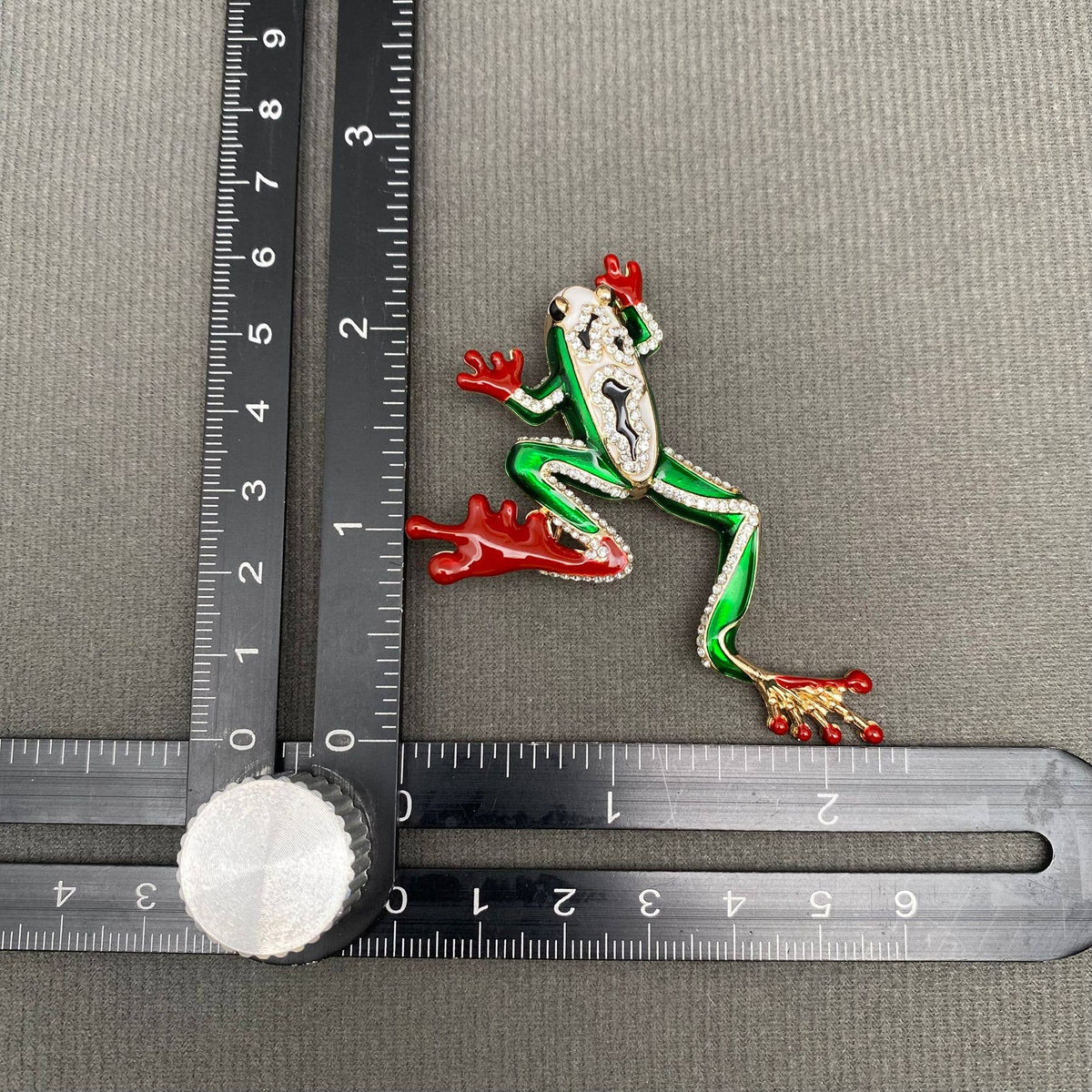Rhinestone Enamel Frog Brooch