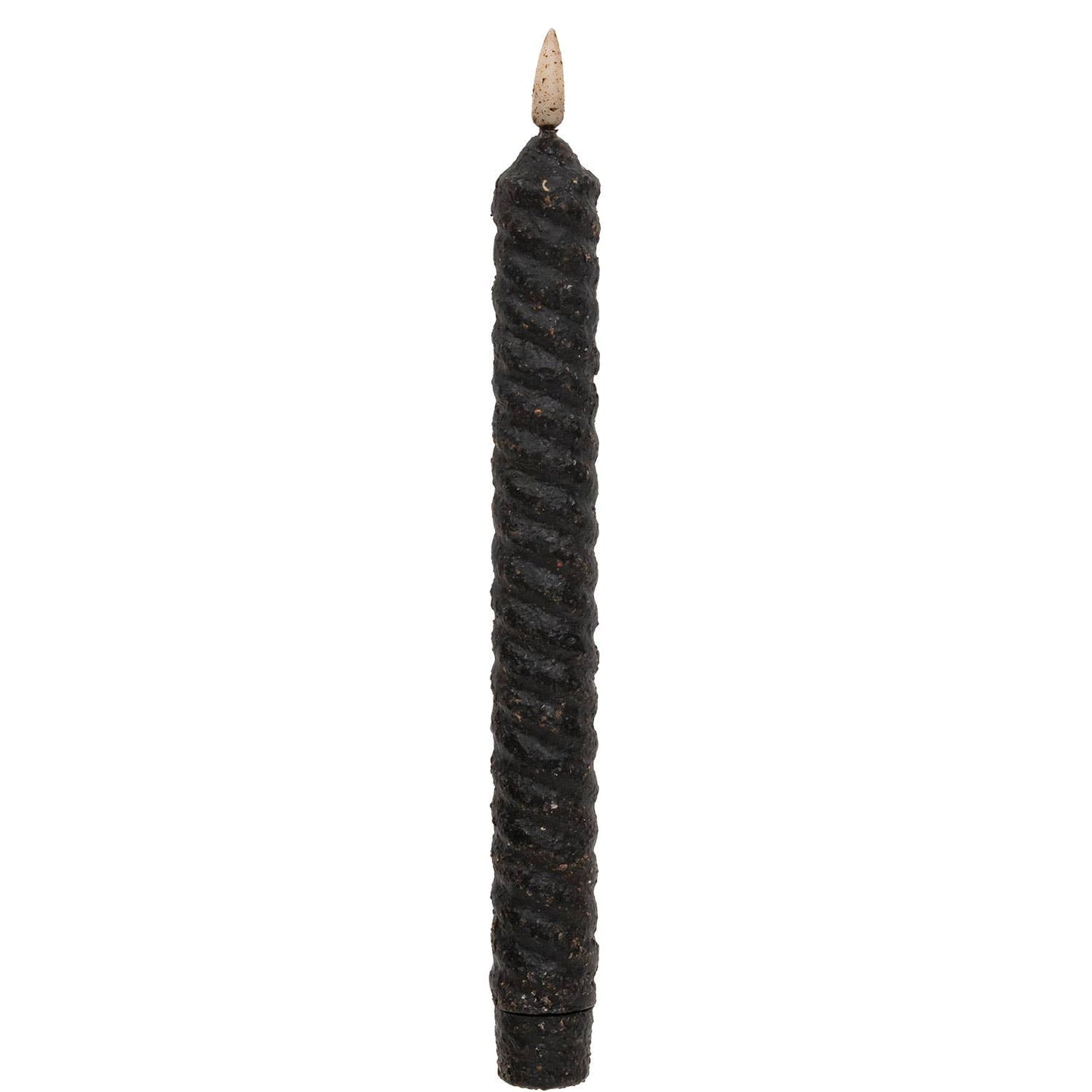 Black Vintage Twist Flicker Flame Timer Taper, 9.5"