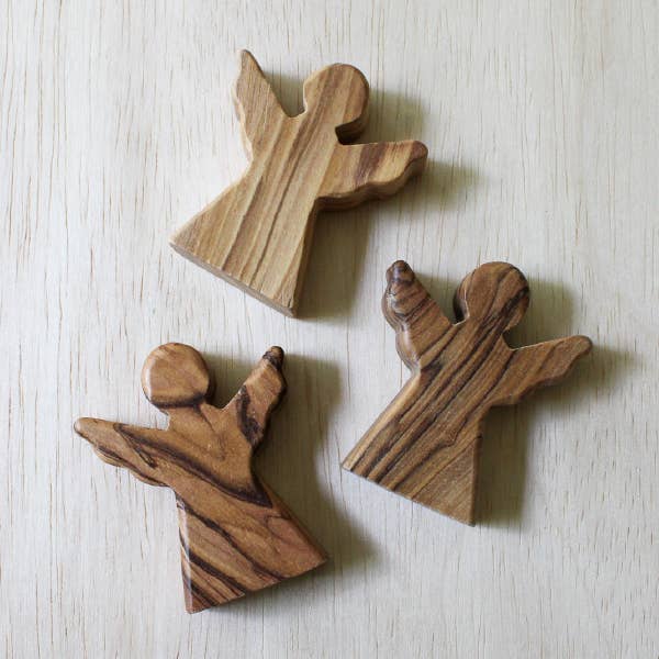 Olive Wood Standing Angels