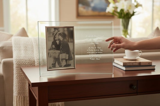 Engraved Curved Glass Picture Frame