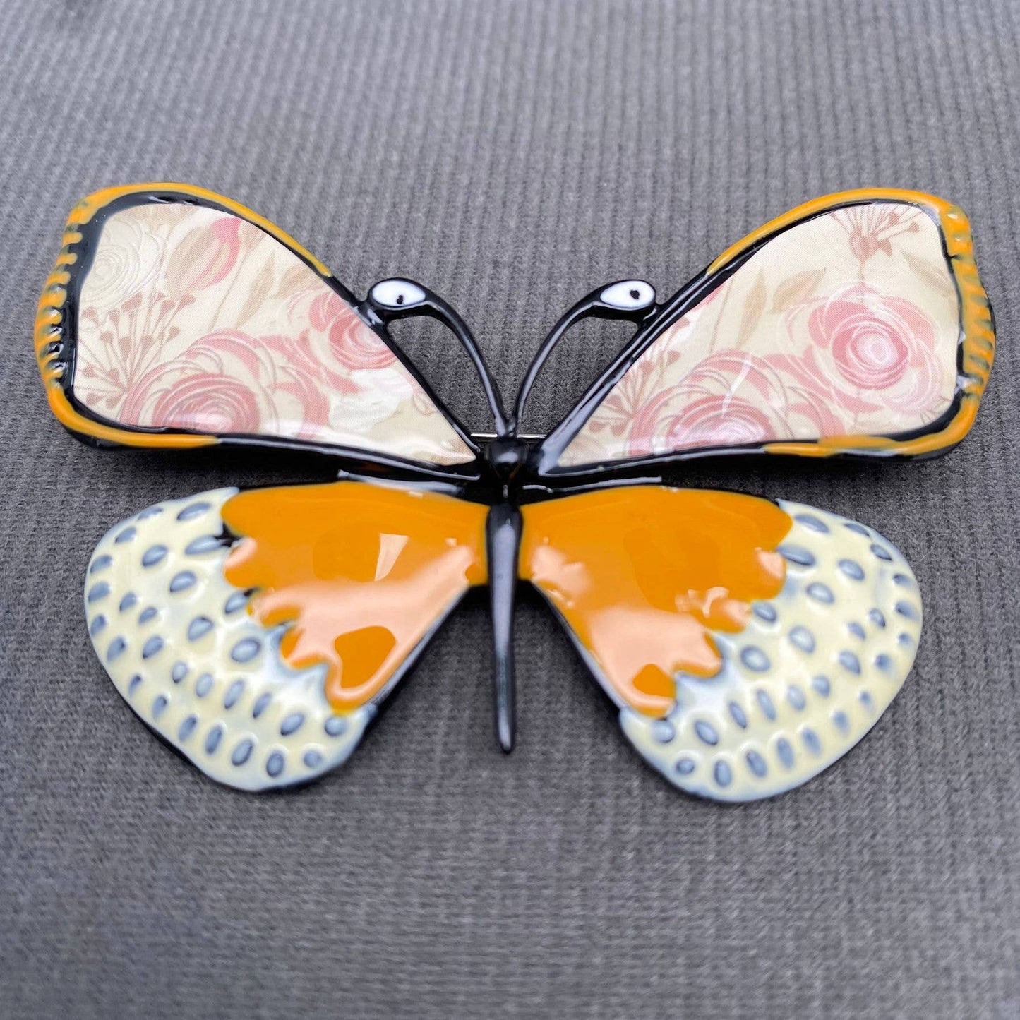 Colored Enamel Butterfly Brooch