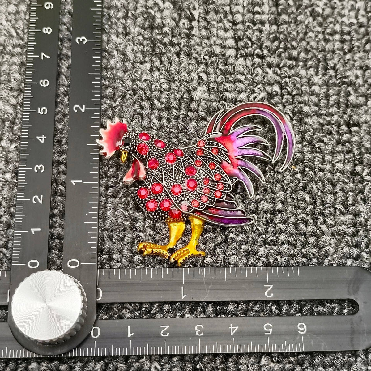 Colored Rhinestone Enamel Rooster Brooch