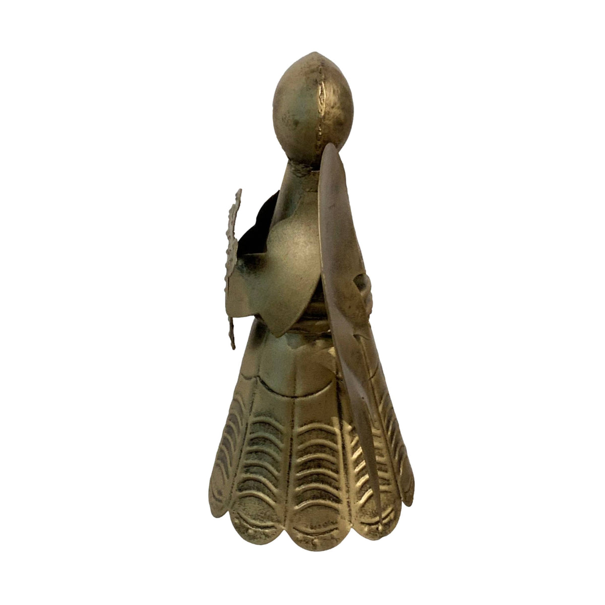 Upcycled Metal Angel with Cross Tabletop Figure