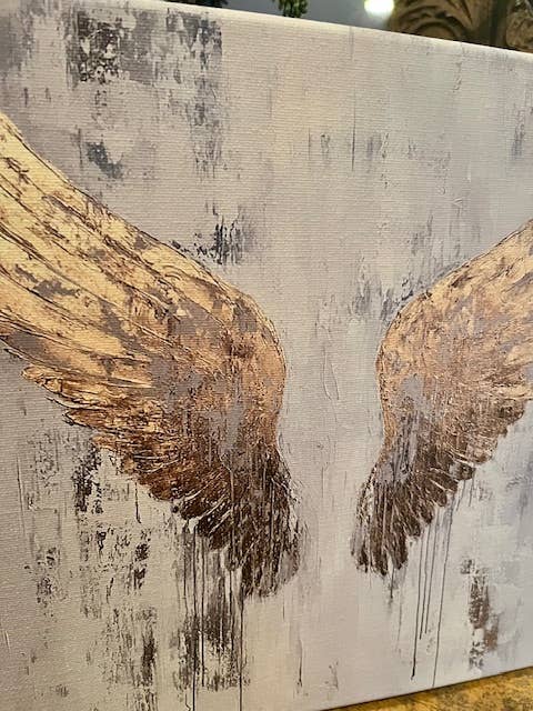 Angel wings canvas art print, religious home decor