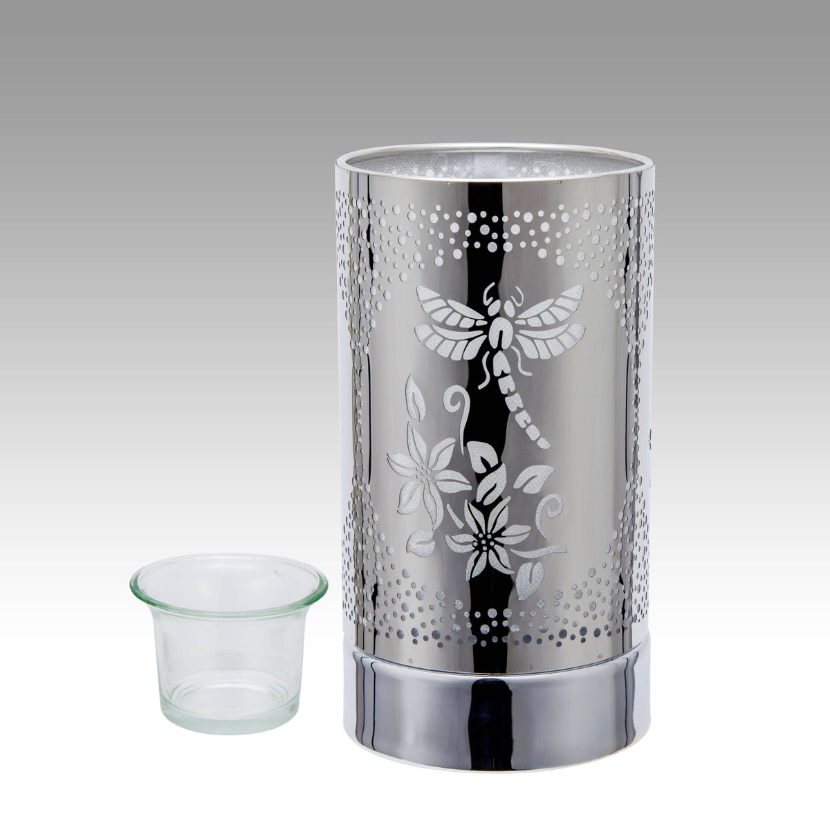 7" Touch Lamp - Wax Warmer- Oil Burner - Silver Dragonfly