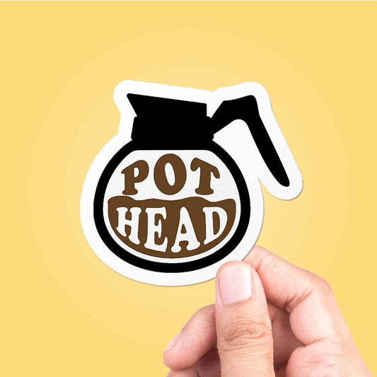 Coffee Pot Head Sticker Vinyl Decal