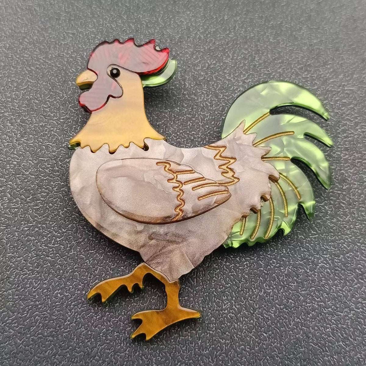 Cock Acrylic Brooch